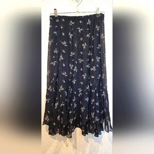 Vintage Sheer Black Floral Skirt